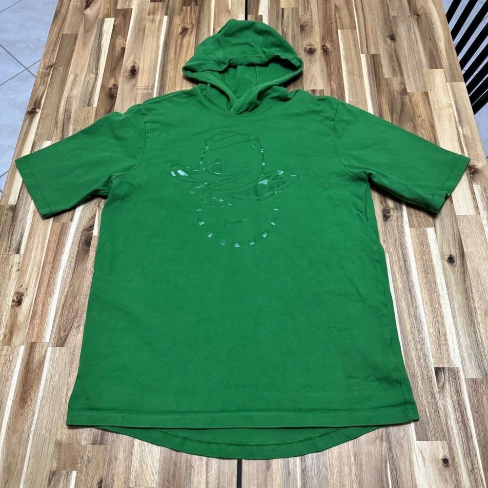 Oregon Ducks Short Sleeve Hoodie Mens L Green Nike College Football Pullover